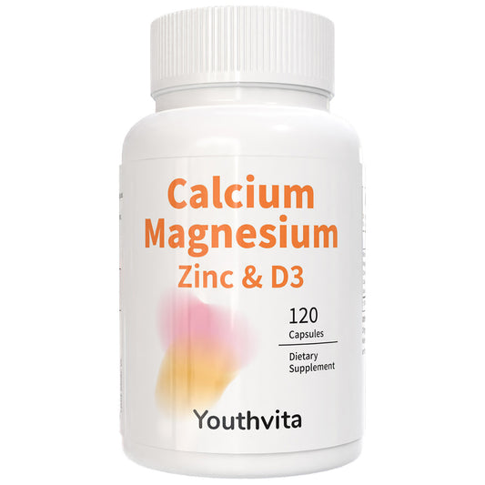 Youthvita Calcium Magnesium Zinc VitaminD3 Capsules, Support Immune & Bone Health, 120 Count