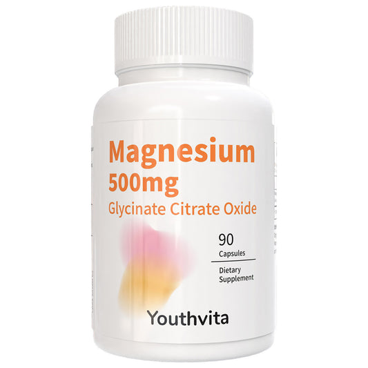 Youthvita Magnesium Glycinate, Citrate, Oxide, Support Heart,Muscle,Bone,Sleep Health, 90 Count